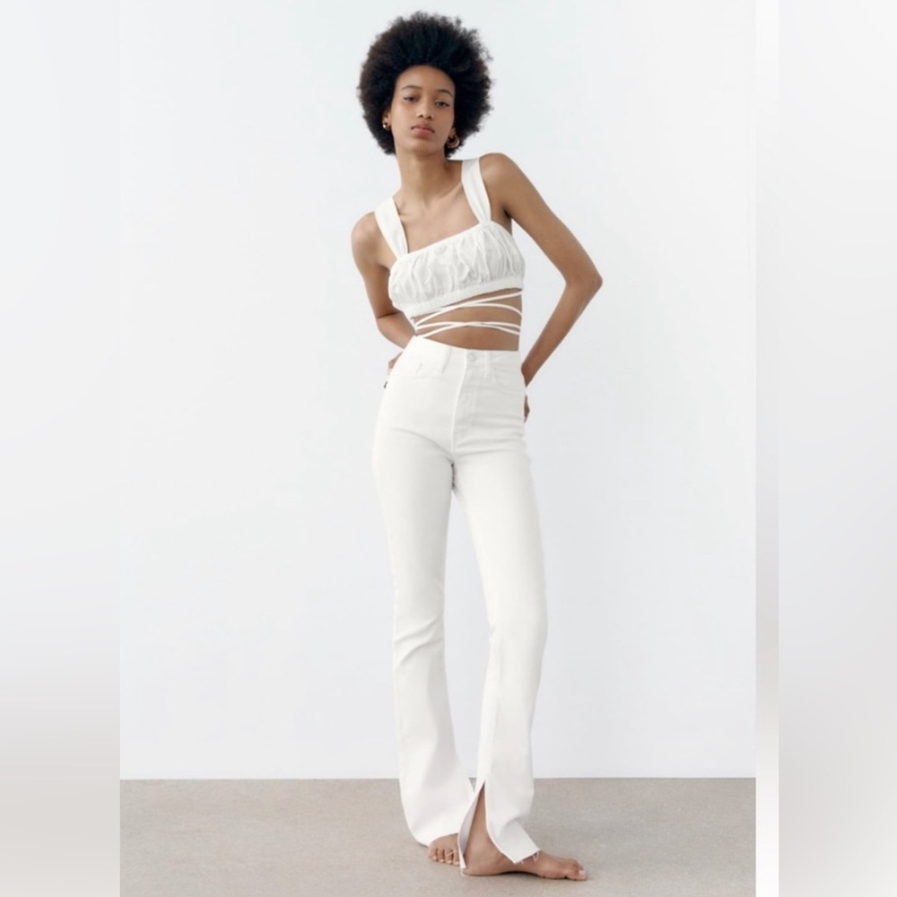 Zara 1975 High Rise Slime Flare denim